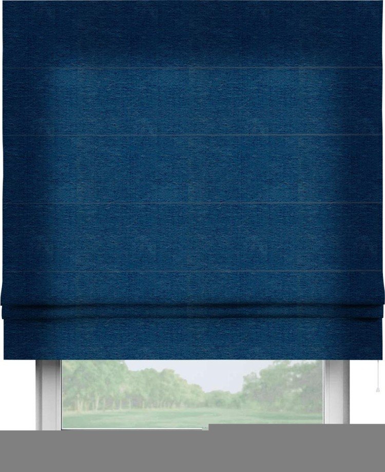 Римская штора «Кортин» для проема, ткань софт однотонный синий