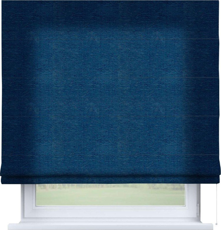 Римская штора «Кортин» для проема, ткань софт однотонный синий