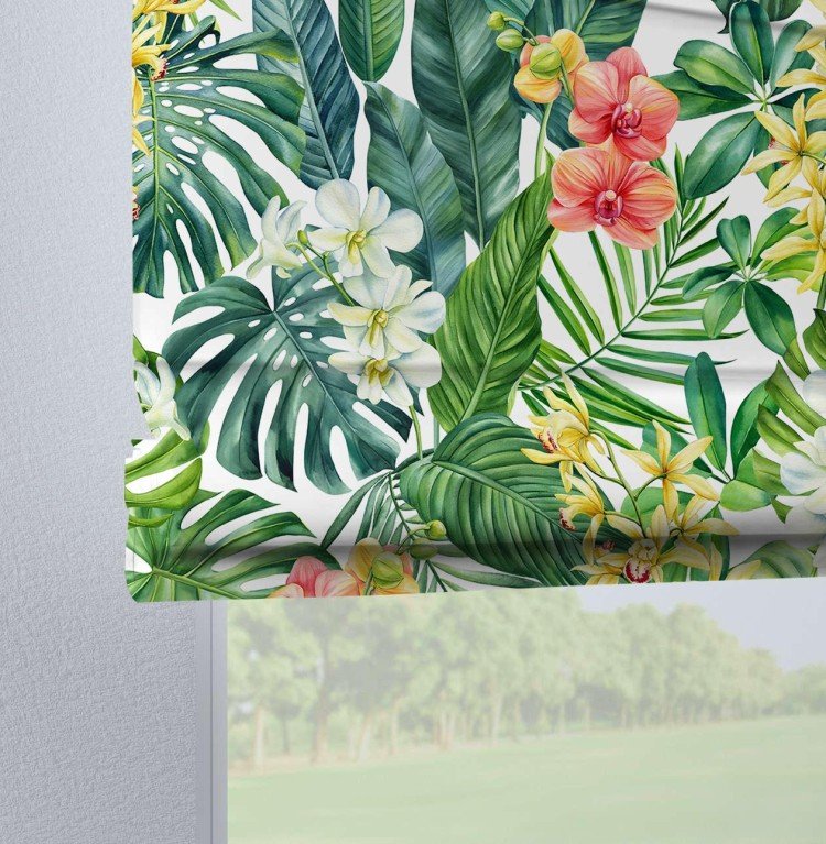 Римская штора на петлях «Орхидеи в тропиках»
